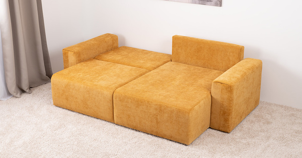 Диван-кровать угловой Оксфорд 714 композиция 1, шенилл STORM 8 горчичный, модульная система, сборка на любую сторону
