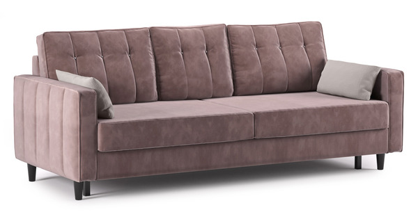 Диван-кровать прямой Арно ТД 567 велюр Лаки 17 пепел розы, Vertical 910 молочно-серый