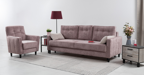 Диван-кровать прямой Арно ТД 567 велюр Лаки 17 пепел розы, Vertical 910 молочно-серый