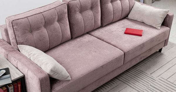 Диван-кровать прямой Арно ТД 567 велюр Лаки 17 пепел розы, Vertical 910 молочно-серый