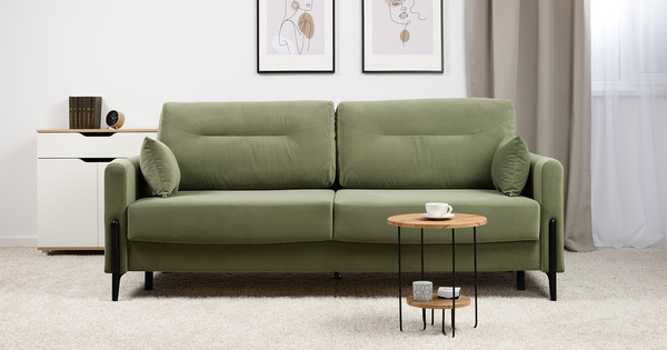 Диван-кровать прямой Барселона ТД 672 велюр Diagonal 694 оливковый