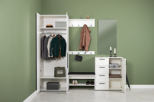 Зеркало навесное Эйр 17.13 белый РЕ шагрень, вертикальное и горизонтальное навешивание