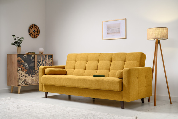 Диван-кровать прямой Эмили ТД 914 велюр горчичный