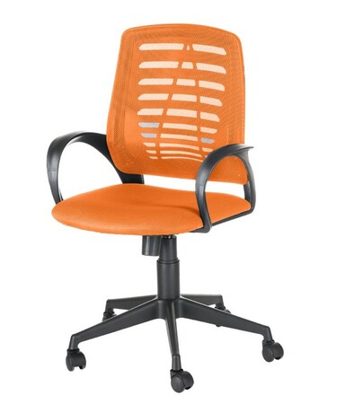 Кресло на колесах Ирис люкс обивка ткань-сетка TW сидушка оранж, спинка оранж, подлокотники пластик, крестовина пластик, механизм качания 