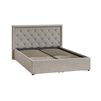 Кровать Марион 140 велюр OCEAN 005 темно-бежевый с ортопедическим основанием и подъемным механизмом (спальное место 140 х 200)