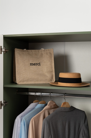 Шкаф двустворчатый Марион 16.340.02 дымчатый зеленый K521, олива шагрень AG 1050 ПВХ