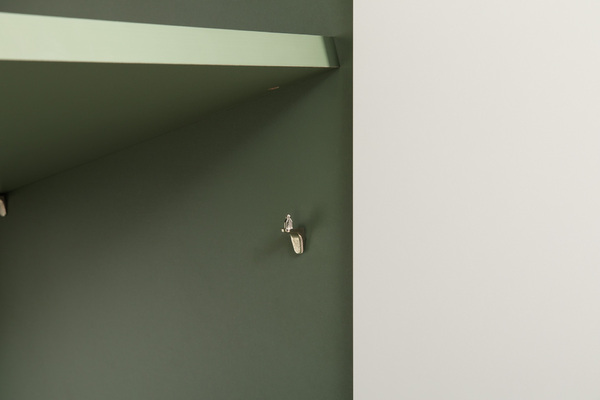 Гостиная Марион композиция 1 дымчатый зеленый K521, олива шагрень AG 1050 ПВХ, белый PE шагрень (собирается на любую сторону)