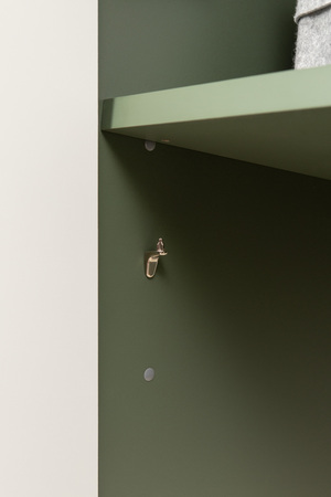 Шкаф-пенал Марион 16.340.01 дымчатый зеленый K521, олива шагрень AG 1050 ПВХ (собирается на любую сторону)