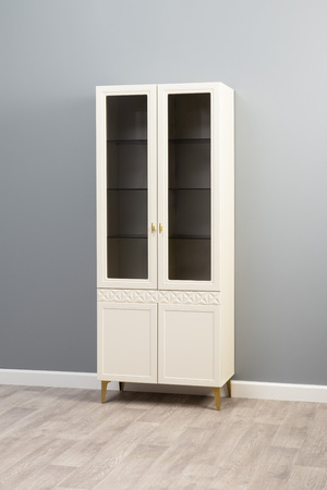 Гостиная Марион композиция 3 слоновая кость С341 PE, слоновая кость 6898 ПВХ, белый PE шагрень (собирается на любую сторону)