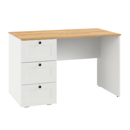 Стол письменный Остин 12.159 белый PE шагрень, дуб золотой CRAFT, белая шагрень 4101 ПВХ, сборка на любую сторону